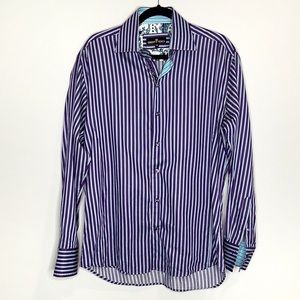 BERTIGO Purple Stripe Button Down Casual Dress Shirt size 4